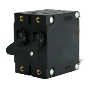A-Series Dual Pole Circuit Breaker - Black Toggle of Egis Mobile Electric A-Series Dual Pole Circuit Breaker - Black Toggle