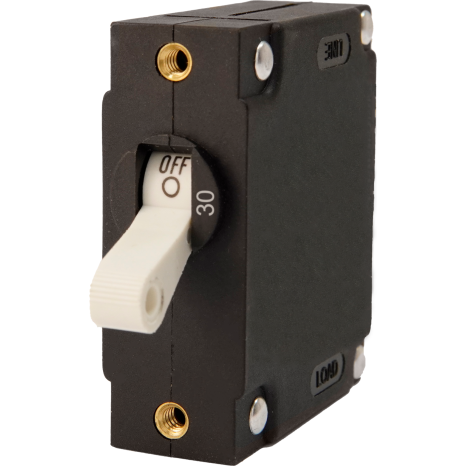 1050252-EGI-3201-30-A-SERIES-CIRCUIT-BREAKER of Egis Mobile Electric A-Series Panel Mount Circuit Breaker - Single Pole AC/DC, White Toggle