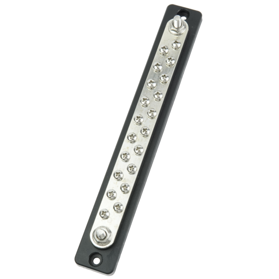 Common 150A BusBars - 2 Stud and 20 Screw Terminals no Cover of Egis Mobile Electric Common 150A BusBars - 2 Stud Terminals and 20 Screw Terminals