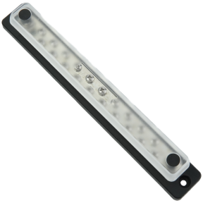 Common 150A BusBars - 2 Stud and 20 Screw Terminals w Cover of Egis Mobile Electric Common 150A BusBars - 2 Stud Terminals and 20 Screw Terminals