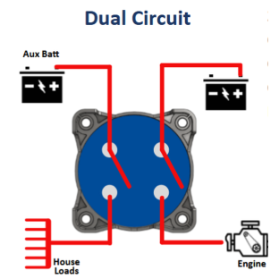 Dual Circuit Mini Battery Switch Wiring Diagram of Egis Mobile Electric m-Series 300A Mini Battery Switch - Dual Circuit, On/Off