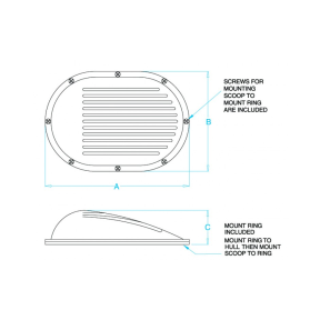 dimensions of Groco Clam Shell Style Hull Strainer