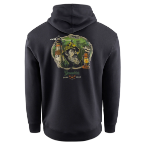 back of Grundens Dark Seas X Grundens Watchman Hoodie