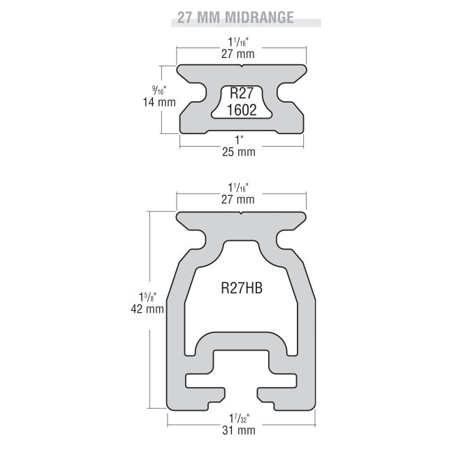 27 mm Midrange CB Traveler Track