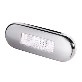Hella LED 9680 Series Oblong Step Lamp - White Lamp, Stainless Trim