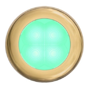 Slim Line LED Round 3" Lamps - Cyan Light, Gold Trim