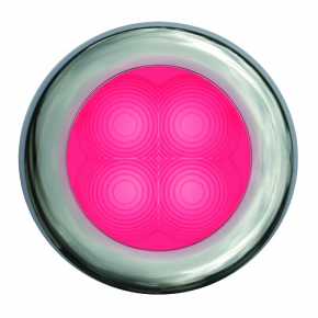 Slim Line LED Round 3" Lamps - Red Light, Chrome Trim
