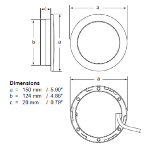 Diagram of Hella Warm White/Red Recessed EuroLED Touch Light - 5.9"
