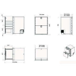Dimensions of Isotherm Isotherm Drawer 160 SS Refrigerator w/ Freezer