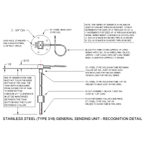 SSS / SSL - Flange Mounted Fuel / Water Tank Sensor