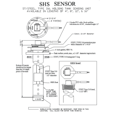 SHS Stainless Steel Holding Tank Sensor