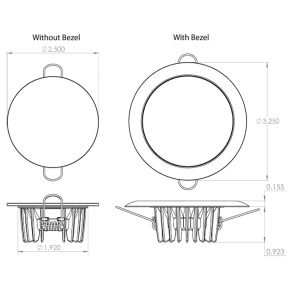dimensions of Lumitec Mirage LED Down Light - Polished Stainless Steel