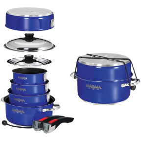 Induction Non-Stick Cobalt Enamel Finish Cookware - 10 Piece Set