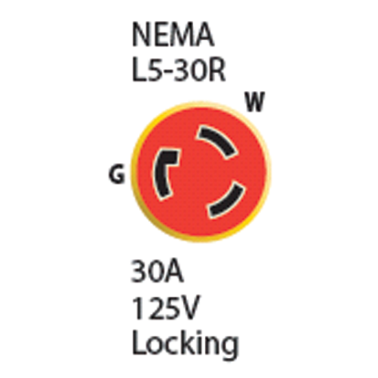 locking diagram of Marinco 30 Amp 125V Power Cord Plus Cordsets - Yellow