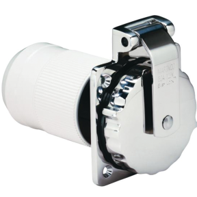 50 Amp 125V Stainless Steel Easy Lock Shore Power Inlet - with Rear Safety Enclosure