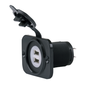 Side of Marinco SeaLink Deluxe Dual USB Charger Receptacle 12-24V 