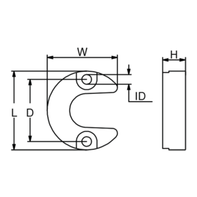 Dimensions of Martyr CM-806189 Mercruiser Inboard/Outboard - Lift Ram Horseshoe Anode - Zinc