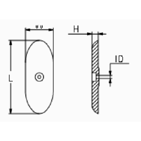 diagram of Martyr Pointed Oval Bolt-On Hull Anode - Aluminum