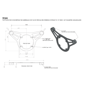 Dimensions of NavPod Top Plate for 12" Wide AngleGuard w/ 1-1/4" Tubing - for Merriman Pedestals