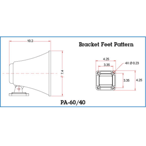 Dimensions of Newmar Deck Hailer 7-1/2" x 10" Rectangular 60W Speaker Horn