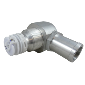angle view of Perko Fuel Inlet Check Valve - NPTF Threaded, 90 Degree Hose Port, EPA Compliant