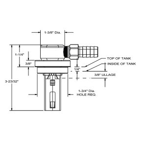 Dimensions of Perko Fuel Fill Limit Valves - Swivel Mount, EPA Compliant