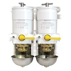 900VMAM Dual Marine Turbine Diesel Fuel Filter - w/ Metal Bowls