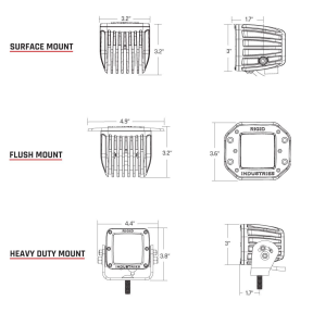 Diagram of Rigid Industries Marine D2 LED Light
