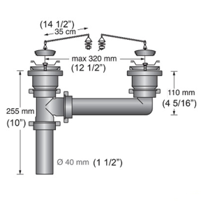 dia of Scandvik Double Sink Drain Kit