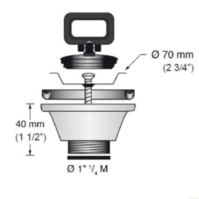 dim of Scandvik 1-1/4" Sink Drain