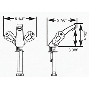 Dimensions of Scandvik Classic Sink Mixer - Forward Sloping