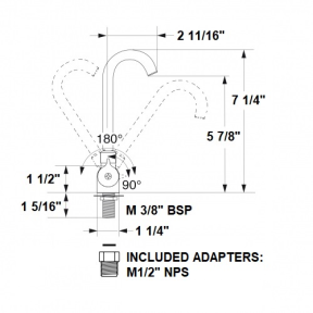 dia of Scandvik Folding Mixer with Tall Spout