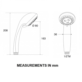 dia of Scandvik Executive ABS Plastic Shower Handle