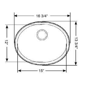 dim of Scandvik Oval Sink Mirror Finish 18/10 Stainless Steel
