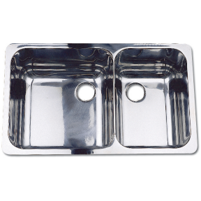 10233 of Scandvik Rectangle Asymmetric Double Sink - Mirror Finish
