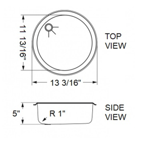 dia of Scandvik Round Sink - Brushed Finish, 18/10 Stainless Steel