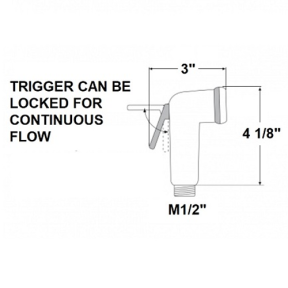 dia of Scandvik Straight Standard GRP Trigger Sprayer Handle