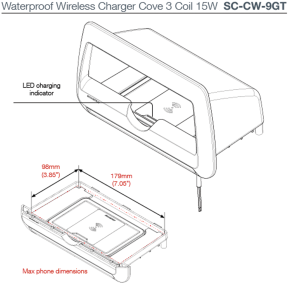 SC-CW-9GT Cove 15W Waterproof Wireless Charger 