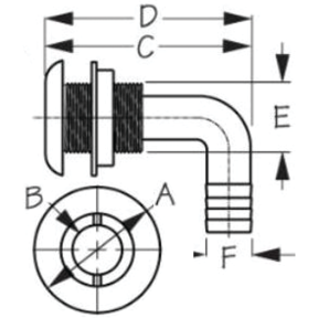 90 Degree Thru-Hull with Stainless Cap