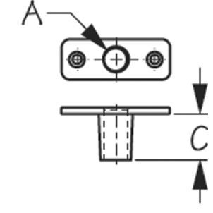 Dimensions of Sea-Dog Line Brass, Top Mount Oarlock