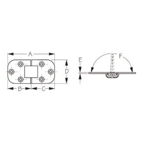 dia of Sea-Dog Line Flush 2-Pin Hinge - 3"