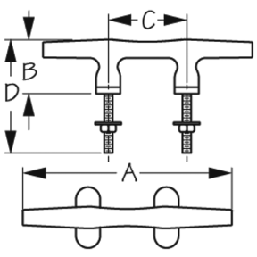 Open Base Herreshoff-Style Cleat with Stud Mount