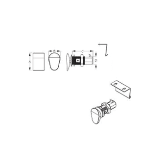 dimensions of Sea-Dog Line Push Button Cabinet Latch