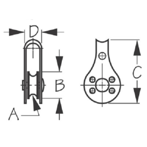 Diagram of Sea-Dog Line 25 mm Wire Rope Stainless Steel Block