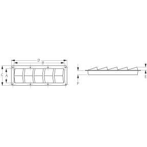 Dimensions of Sea-Dog Line Slotted SS Ventilator - 10 Louvers
