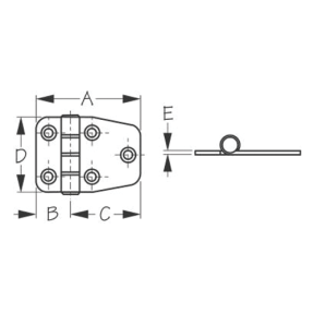 dia of Sea-Dog Line Stamped Stainless Short Side Door Hinge