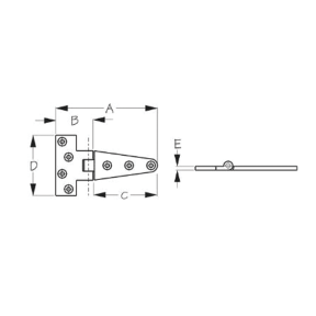 dimensions of Sea-Dog Line T-Hinge