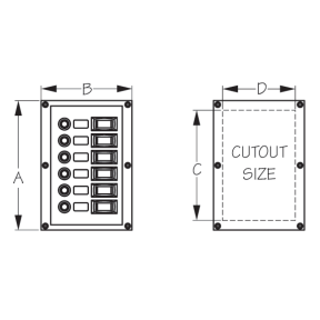 Vertical 6-Gang DC Breaker Panel