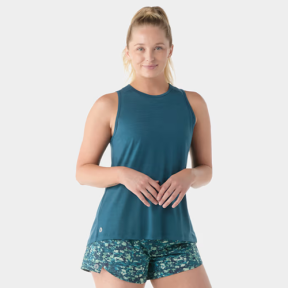 sw002373g74-front of Smartwool Women's Active Ultralite High Neck Tank