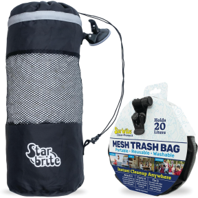 Mesh Trash Bag with Locking Suction Cup & Litter Guard Cinch Tie